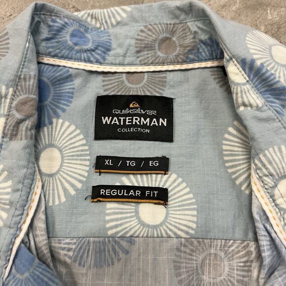 Quicksilver Shirt Men XL Blue Floral Hawaiian Short Sleeve Waterman Collection - Picture 7 of 7